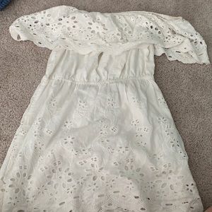 Off the shoulder off white dress from Tobi